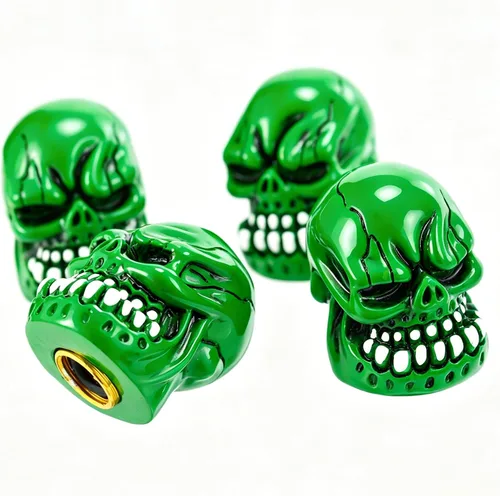 Vista 4 de Lunsom Tapas de vástago de válvula de neumático de calavera para válvulas de aire de automóvil, cubierta de vástagos de rueda de presión, accesorios