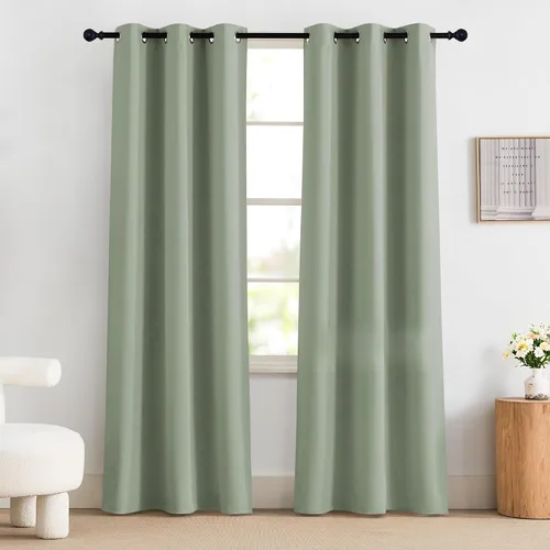 Vista 86 de NICETOWN Cortinas 100% Opacas Cortas de 36 Pulgadas de Largo para Dormitorio, Privacidad Aislamiento Térmico con Ojales Cortinas de Ventana