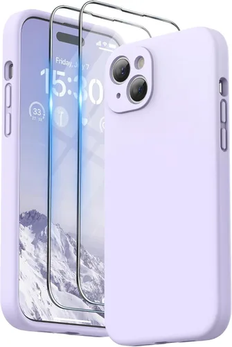 Vista 20 de SURPHY Funda diseñada para iPhone 15 Plus con protector de pantalla y cordón, correa de teléfono y funda de silicona líquida para teléfono
