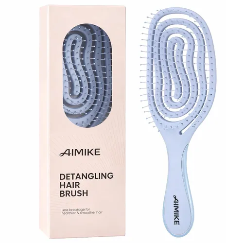 Vista 12 de AIMIKE Cepillo de pelo flexible en espiral para cabello fino, desenredante 2-Púrpura