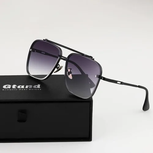Vista 5 de Gtand Gafas de sol cuadradas de moda de moda para mujeres y hombres, gafas de sol de metal vintage