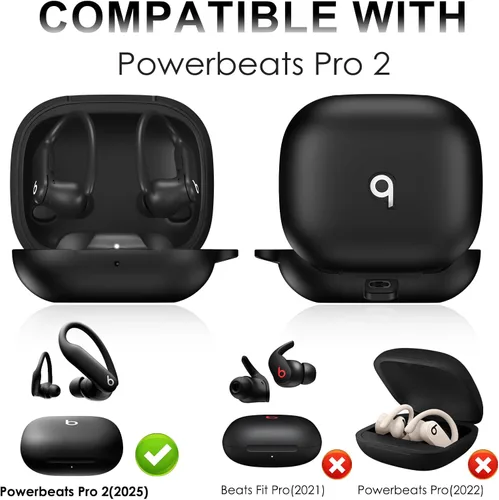 Vista 2 de Funda compatible con Beats Powerbeats Pro 2, silicona suave, a prueba de golpes, funda protectora para Beats Powerbeats Pro 2 2025 con kit limpiador
