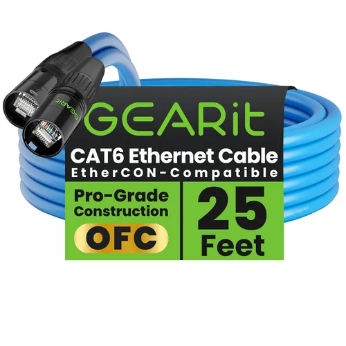 Vista 17 de GEARit Cable Ethercon CAT6 blindado (3 pies) de audio profesional e iluminación RJ45 EtherCON Cable compatible con EtherCON para estudio, escenario