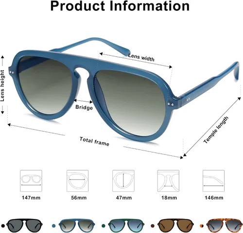 Vista 5 de SOJOS Gafas de sol retro estilo aviador para mujer, estilo vintage, marco de plástico, lentes de sol para mujer, SJ2255