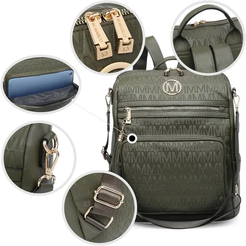 Vista 34 de MKP COLLECTION Mochila de moda para mujer, bolsa convertible grande para mujer, mochila de viaje, bolsa de hombro, juego de 2 piezas con borla, Beige