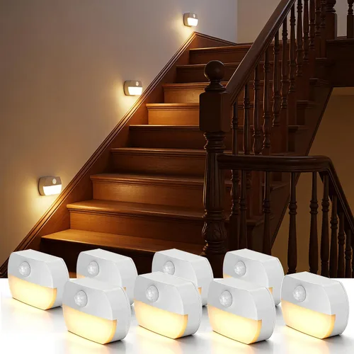 Vista 13 de L LOHAS LED Luz nocturna con sensor de movimiento, luces de escalera para Blanco