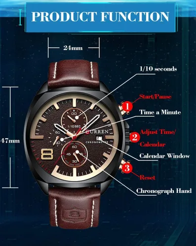Vista 6 de FANMIS Reloj de cuarzo analógico con cronógrafo de acero inoxidable para hombre