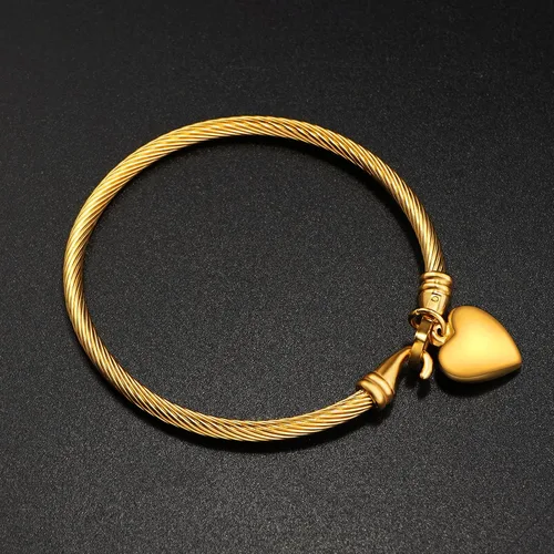 Vista 5 de Gleamart Pulsera de cable para mujer de acero inoxidable trenzado con cierre de gancho