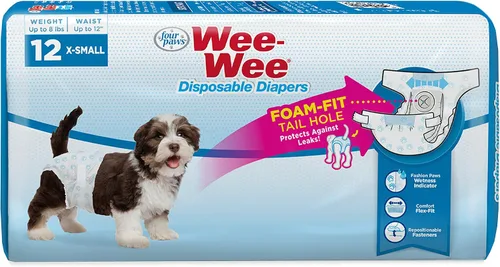 Vista 17 de Four Paws Wee-Wee - Pañales de entrenamiento para perros desechables y ajustables, superabsorbentes, protección a prueba de fugas para perros