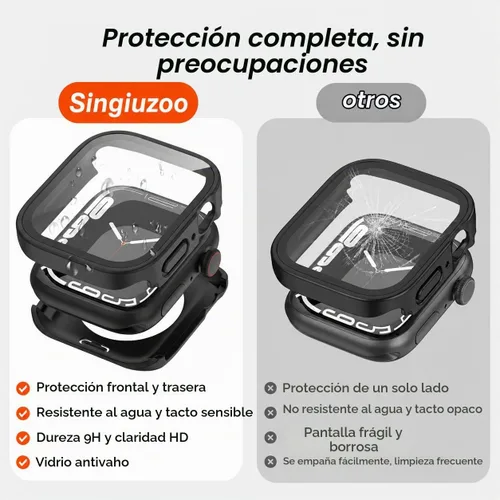 Vista 3 de Paquete de 2 fundas impermeables 2 en 1 para Apple Watch Series SE SE 6 5 4 40mm, borde recto de PC frontal y trasero con protector de pantalla