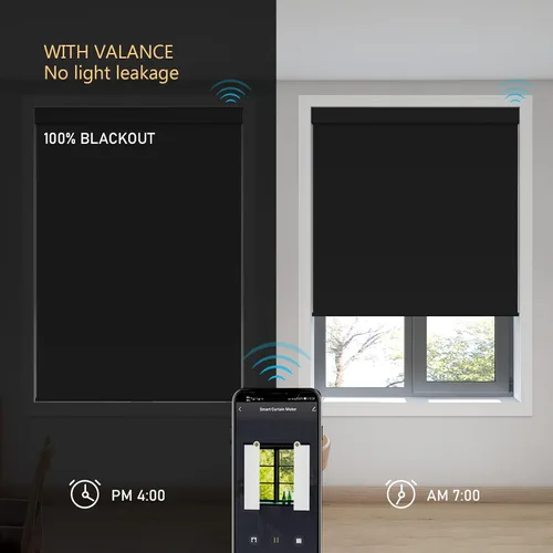 Vista 2 de ACMEART Persianas opacas motorizadas para ventanas, persianas enrollables eléctricas recargables con control remoto, persianas inteligentes que