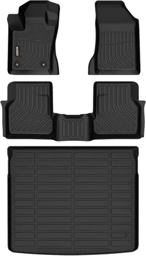 Vista 46 de Alfombrillas para todo tipo de clima y forro de carga para Volkswagen Atlas 2018-2026 (asientos de 6 pasajeros), juego completo de 3 filas