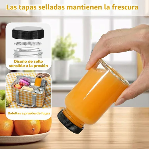 Vista 3 de KEYWING Paquete de 24 botellas de chupito pequeñas, tarros de vidrio de 4