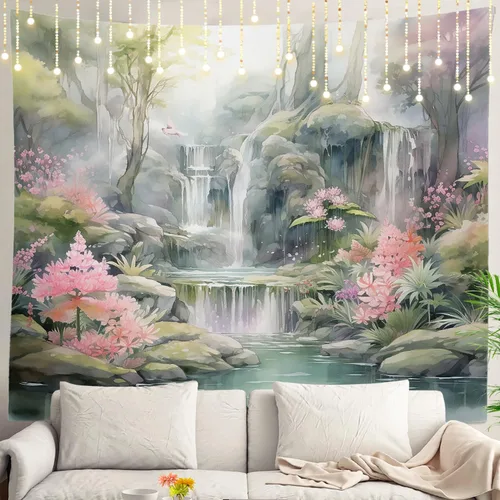 Vista 39 de Shrahala Modern Abstract Artwork Wall Tapestry, Orange Black Beige Wall Hanging Large Tapestry Decoration Polyester Fiber White Hem Around for Dorm