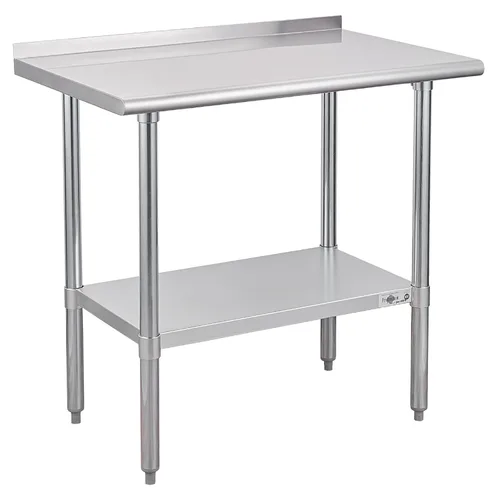 Vista 24 de Profeeshaw mesa de trabajo, de uso comercial, de acero inoxidable NSF con protector contra salpicaduras y estante inferior, para cocina, restaurante