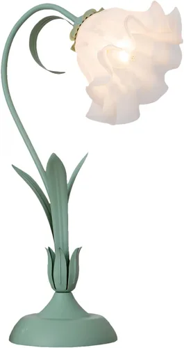 Vista 9 de Lámpara de mesa moderna regulable, lámpara de mesa de noche estilo flor verde con pantalla de cristal, lámpara de escritorio con interruptor