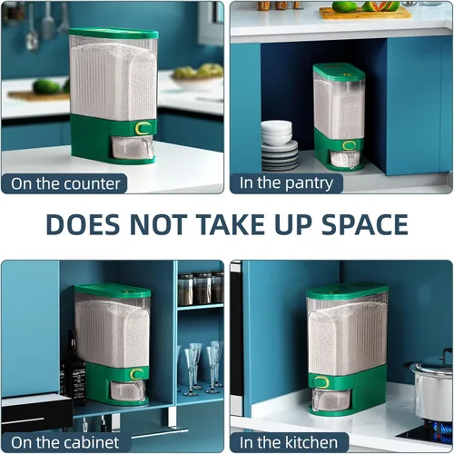 Vista 7 de Dispensador de arroz, contenedor de arroz de 22 libras a 25 libras con taza medidora, tapa mejorada con diales de tiempo y caja fresca incorporada.