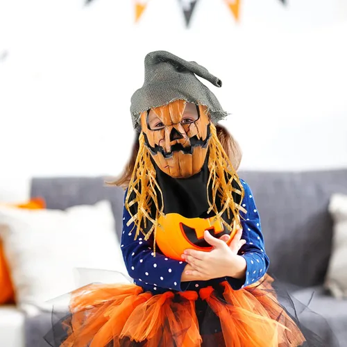 Vista 5 de Halloween High End Latex Pumpkin Bogy Scary Devil Headgear Headgear Prom Performance Props Masquerade Headgear Party Favors