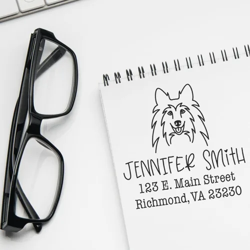 Vista 23 de Sello de dirección personalizado Basset Hound – Sello personalizable con nombre y dirección para sobres, ideal para amantes de los perros