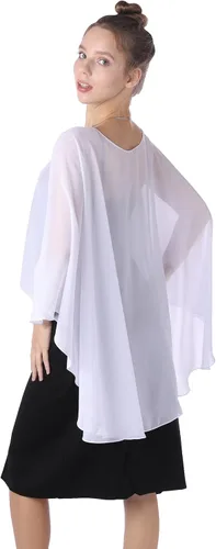 Vista 5 de Baoqiya Capas de gasa Capelets transparentes Poncho de capa larga para mujeres más