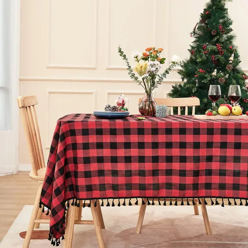 Vista 10 de Midsummer Breeze - Mantel a cuadros cuadrado de mezcla de algodón y colección Gingham, ideal para cocina, restaurante, casa de campo, decoración