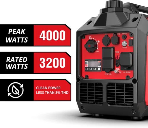Vista 2 de PowerSmart Generador de inversor portátil de 3800 vatios para uso doméstico