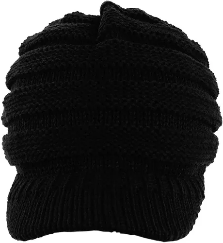 Vista 3 de C.C Gorro de punto trenzado cálido y grueso con visera