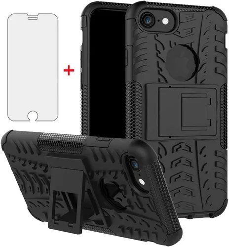 Vista 8 de Funda de teléfono para iPhone 7plus 8plus 7/8 Plus 5.5 con protector de pantalla de vidrio templado y soporte, accesorios híbridos duros