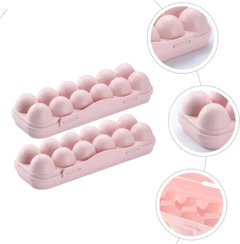 Vista 5 de Zerodeko Caja de huevos de pollo anticolisión con tapa, rosa, paquete de 2, plástico