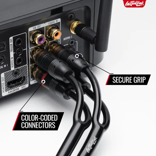 Vista 6 de Install Link - Cable de audio RCA para subwoofer o cable estéreo, adaptador en Y 1-hembra a 2-macho divisor, paquete de 2