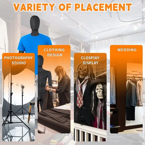 Vista 5 de Maniquí masculino de cuerpo completo, modelo de maniquí, soporte de 73 pulgadas, soporte de maniquí modelo, exhibición realista, maniquí de cuerpo