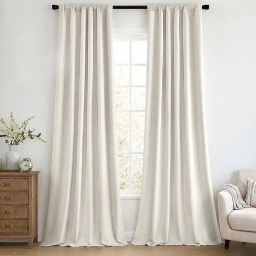 Vista 24 de MIULEE Cortinas 100% opacas de 63 pulgadas de largo, 2 paneles para dormitorio, cortina gruesa negra para oscurecer la habitación, pestaña trasera