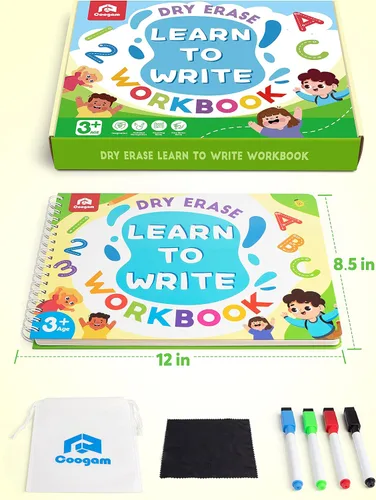Vista 7 de Coogam Libro de ejercicios para aprender a escribir, Libro de práctica de números y letras, Alfabeto ABC Palabras de vista Escritura a mano Juguete