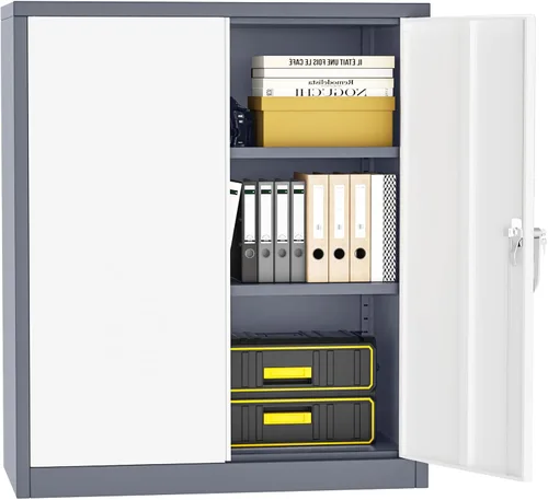 Vista 12 de Pataku Gabinete de almacenamiento de metal con puertas y estantes de ajuste, armarios de garaje de 36 pulgadas con cerradura para el hogar, oficina