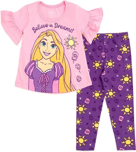 Vista 15 de Disney Princess Frozen Moana La Sirenita Conjunto de Camiseta y Leggings con Diseño Floral para Niñas Pequeñas y Grandes Tallas de Bebé a Niña Azul