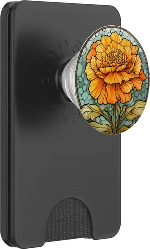 Vista 7 de PopSockets PopGrip estándar con diseño floral de flores de caléndula