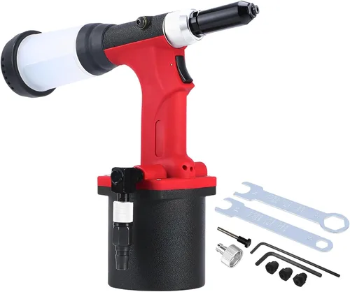 Vista 3 de Pistola Remachadora Neumática/Hidráulica de Servicio Pesado, Herramienta de Remachado Profesional de 1/4 pulgadas, Herramienta Neumática