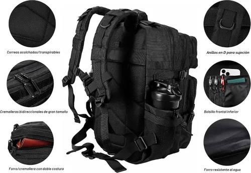 Vista 5 de LHI Mochila Táctica Militar para Hombres y Mujeres 45L Ejército 3 Días Mochila de Asalto Bolsa Mochila Grande con Sistema Molle