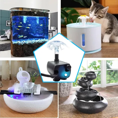 Vista 6 de Mini bomba sumergible USB, tubo de 1 M, CC 5 V, 0.7 W, bomba de banco eléctrica sin escobillas, fuente para mascotas, pequeño sistema hidropónico