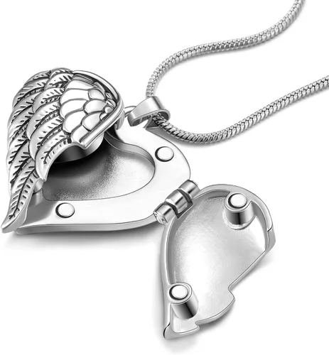 Vista 4 de Cring Coco Collar con colgante de cremación conmemorativo para mujer con medallón A Piece of My Heart Lives in Heaven Chapado en oro Circón