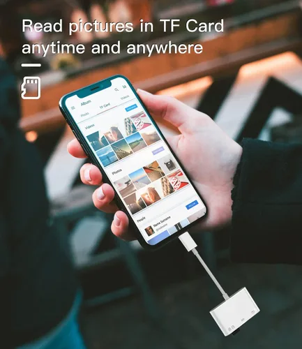 Vista 3 de Cámara Micro SD TF lector de tarjetas de memoria Lightning macho a USB3.0 hembra adaptador OTG Cable para Apple iPhone 11 12 mini max pro xs xr x