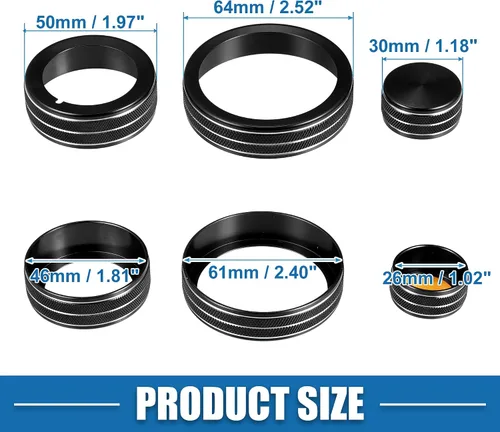 Vista 4 de Cubierta de botón de control multimedia para consola central de coche para Alfa Romeo Giulia Stelvio 2017-2019, color negro (juego de 3)