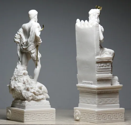 Vista 7 de Conjunto de escultura de estatua de Dios griego romano rey Zeus y Poseidón Alabastro