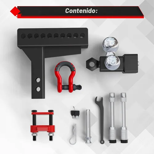 Vista 6 de TYT - Enganche de remolque ajustable de tres bolas para receptor de 2 pulgadas, caída/elevación de 4.5", bolas triples (1-7/8", 2", 2-5/16")