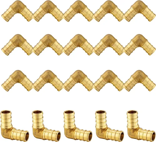 Vista 8 de Paquete de 2 accesorios de latón EFIELD Pex de 1 pulgada x 1 pulgada de 90 grados, ASTM F1807, NSF61 (PEX1807062-2PCS) for Pex Pipe/Tubing