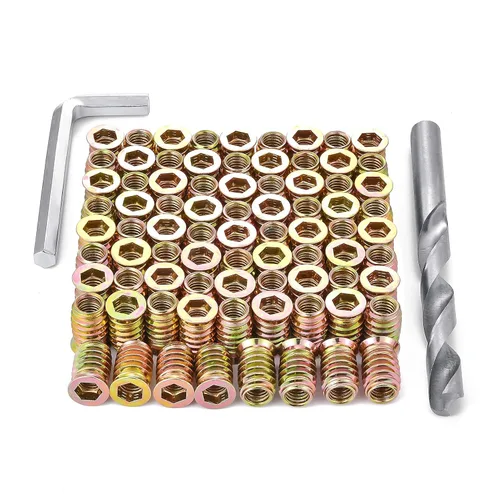 Vista 5 de 80 piezas de insertos de tuerca de madera M8 – Tornillos de metal surtido de llaves hexagonales, insertos roscados, conector de fijación de pernos