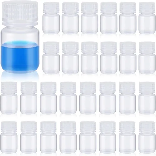 Vista 40 de Tatuo 6 piezas 30 ml 1 oz botellas de reactivo de polipropileno de plástico con tapas de rosca, envases de muestra transparentes de PP con tapa