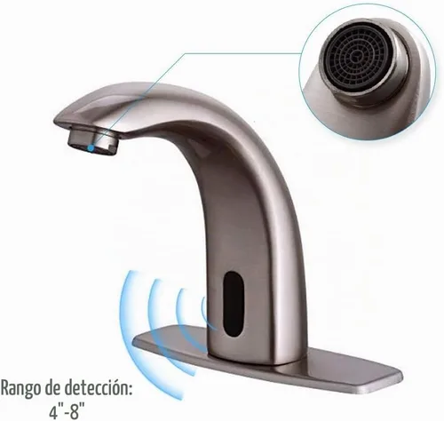 Vista 4 de Fryeer Llave para lavabo de baño, con sensor automático sin contacto, con placa de soporte., Plateado