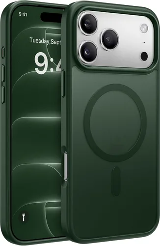 Vista 118 de Miracase - Funda magnética para iPhone 13 de 6.1 pulgadas (compatible con MagSafe) (con 2 protectores de pantalla), protección de grado militar Negro