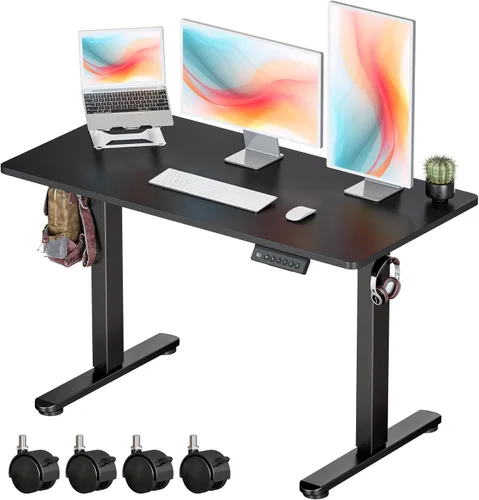 Vista 20 de Okin Escritorio Eléctrico de Pie de 31.5x19.7 Pulgadas Escritorio Pequeño para Computadora - Escritorio de Pie de Pieza Completa con Ruedas Gaming